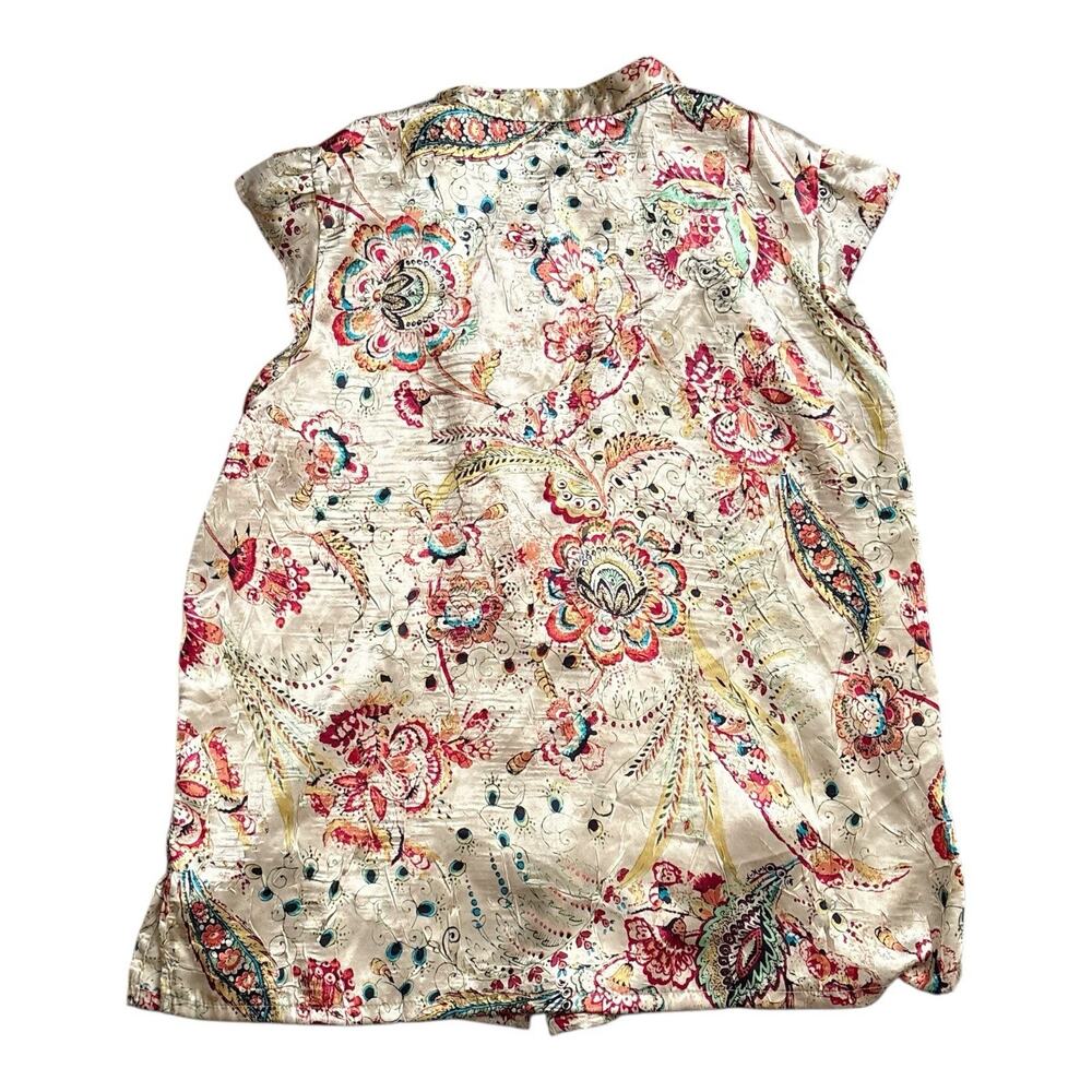 Cabernet Pajama Set Womens Medium Floral Paisley Textured 2 Piece Sleeveless - Picture 3 of 7
